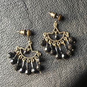 Black Beaded Chandelier Earrings